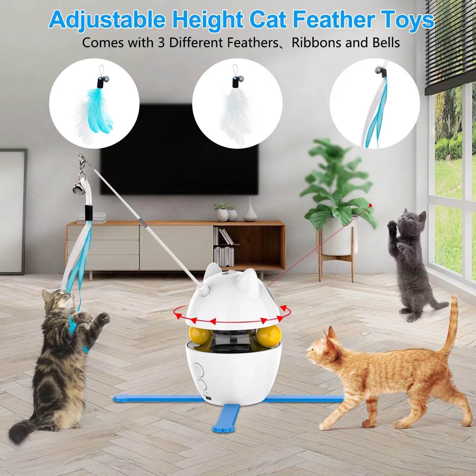 Interactive Cat Toy with Laser and Feather
