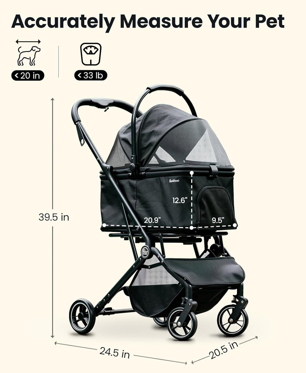Pet Stroller 4 Wheel/Carrier