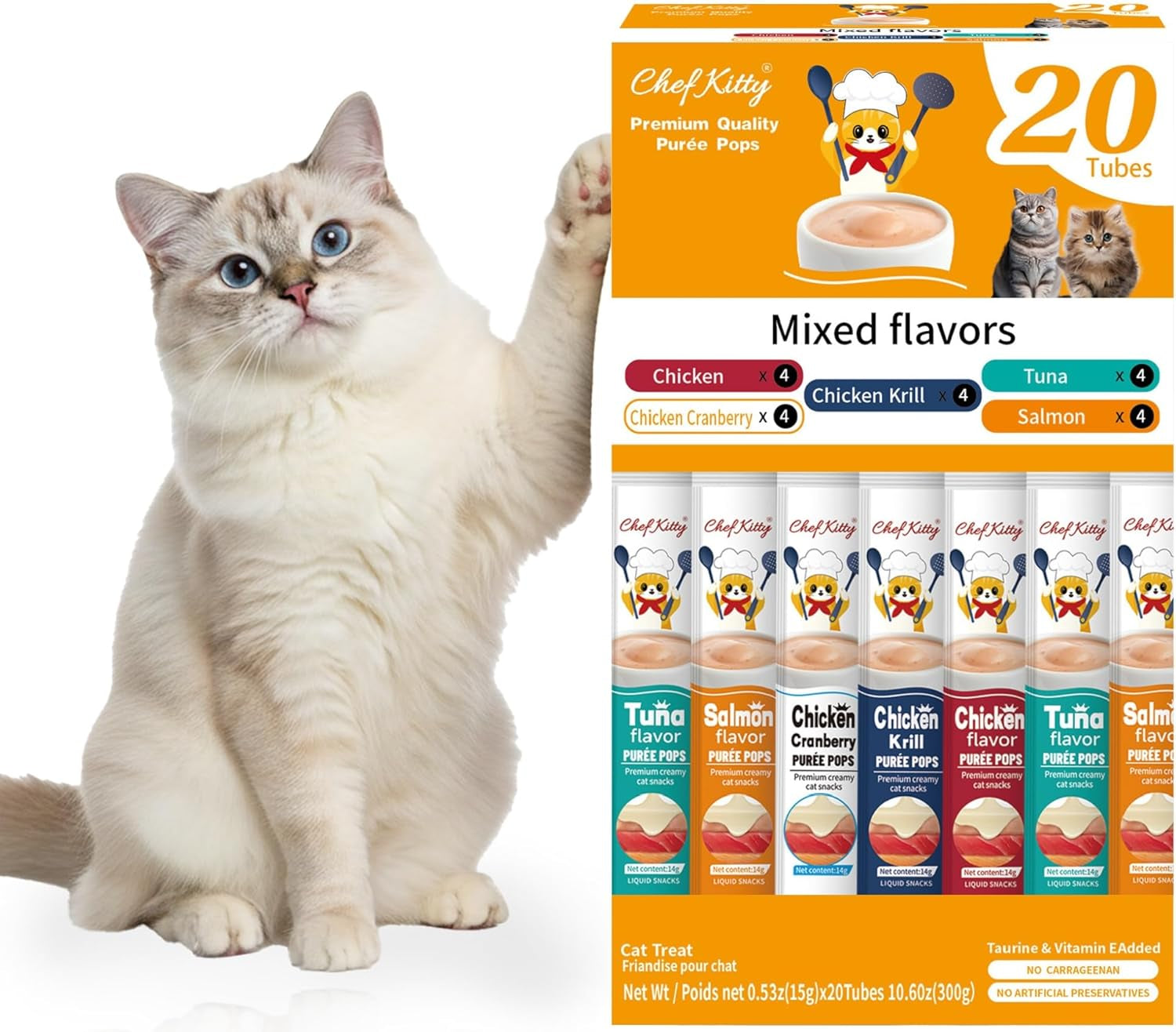 Grain Free Taurine High Protein Puree Toppers 20 Tubes
