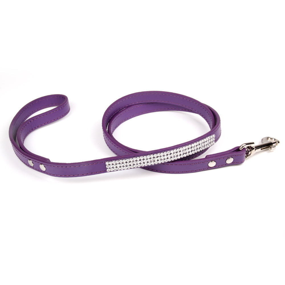 Rhinestone Leather Dog Leash