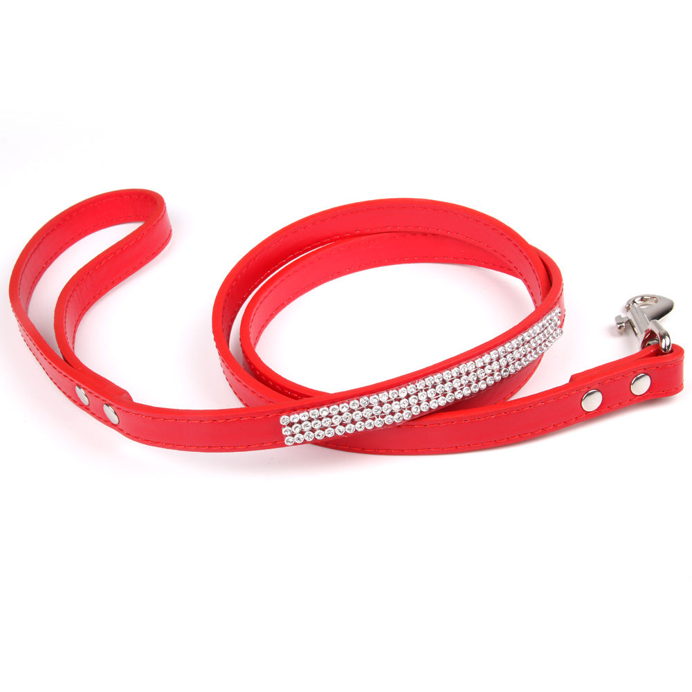 Rhinestone Leather Dog Leash