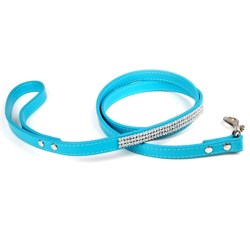 Rhinestone Leather Dog Leash