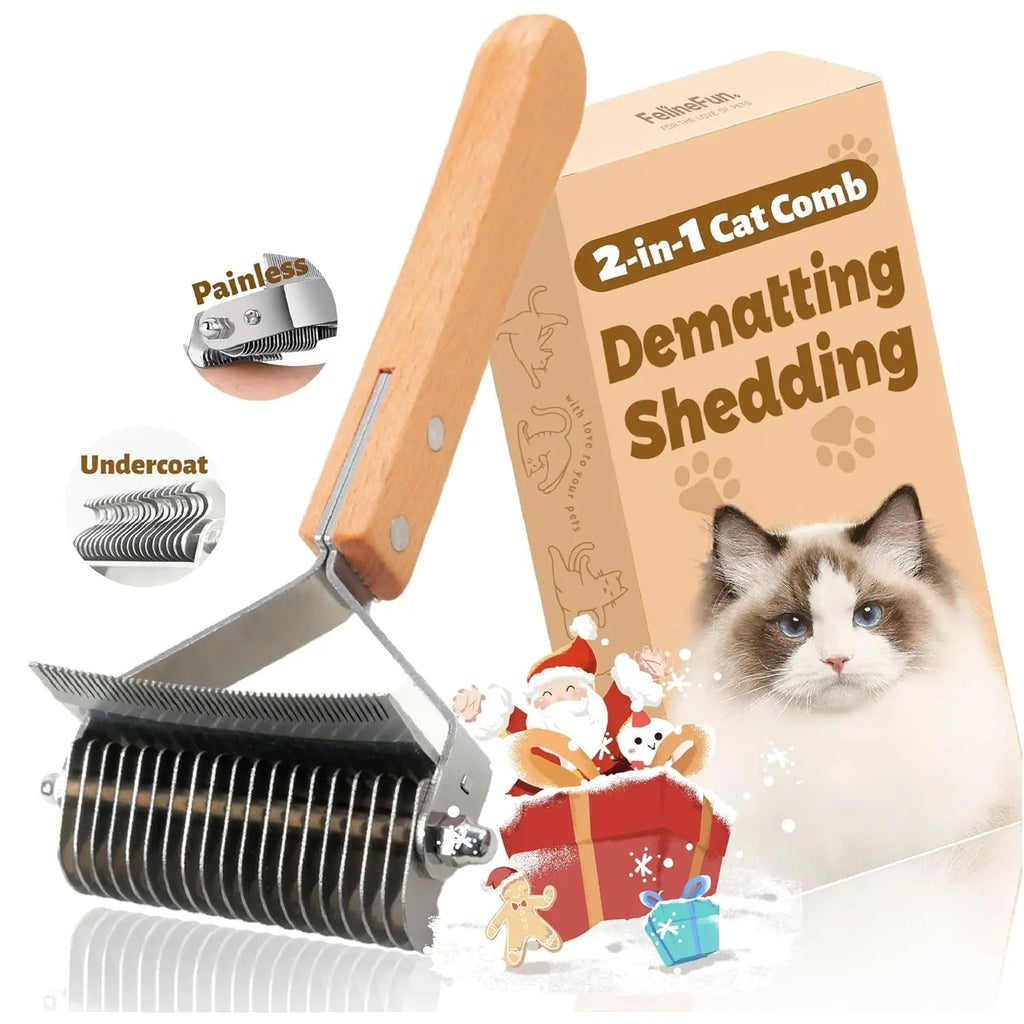 2-in-1 Cat Dematting & Deshedding Brush
