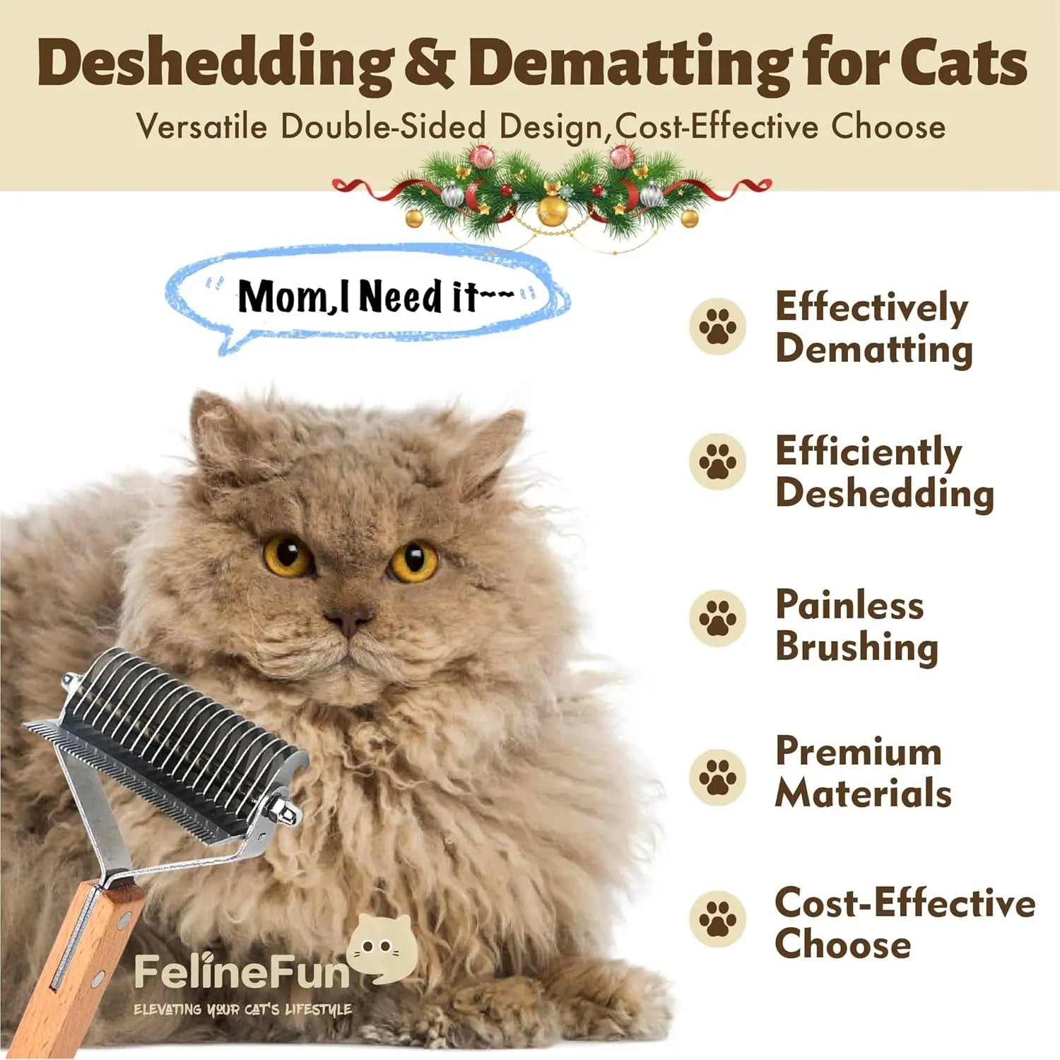 2-in-1 Cat Dematting & Deshedding Brush