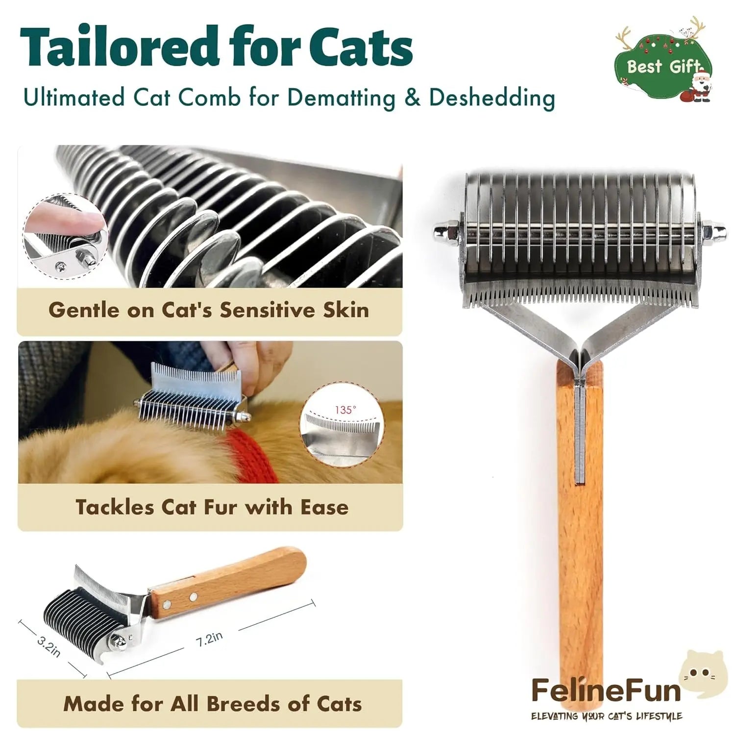 2-in-1 Cat Dematting & Deshedding Brush