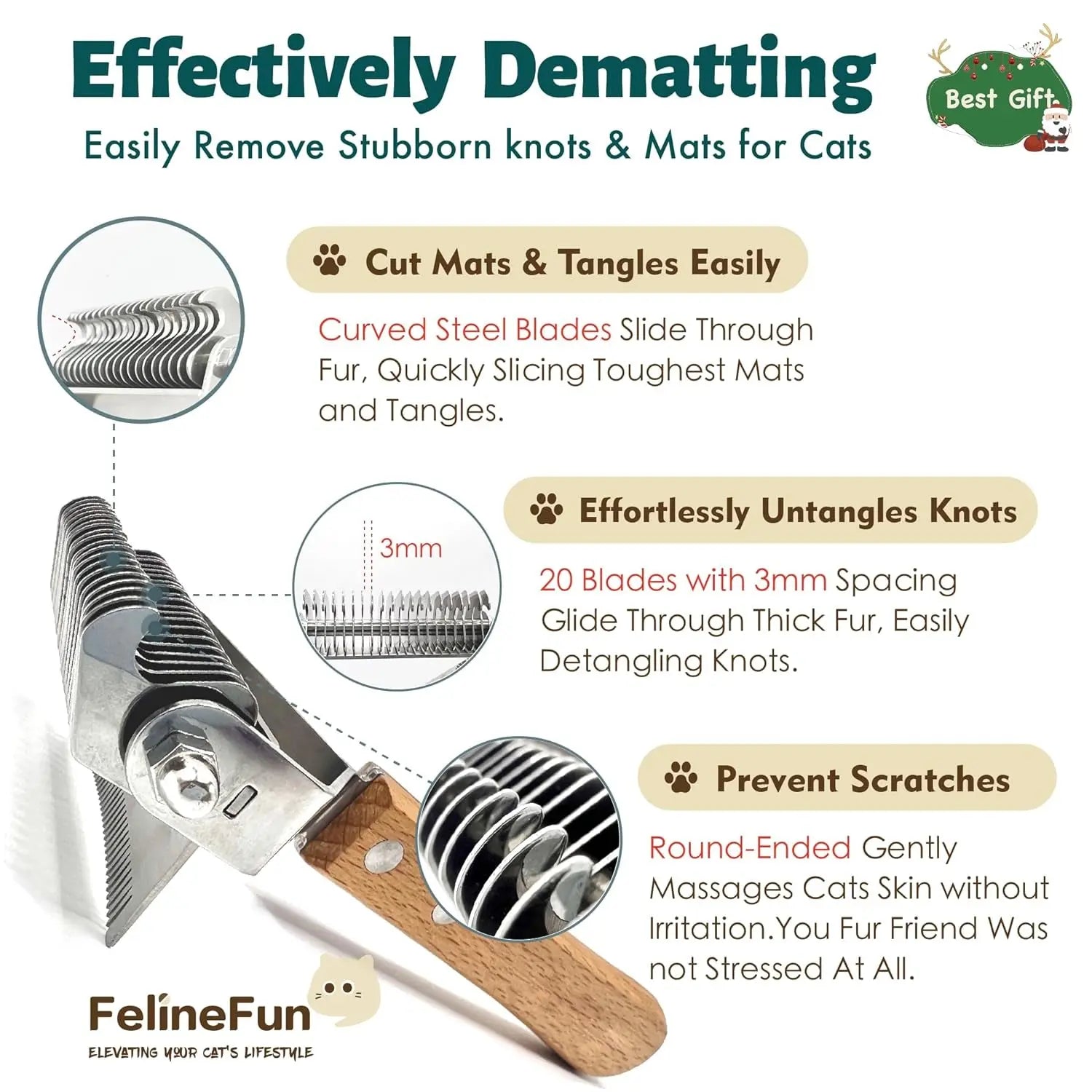 2-in-1 Cat Dematting & Deshedding Brush