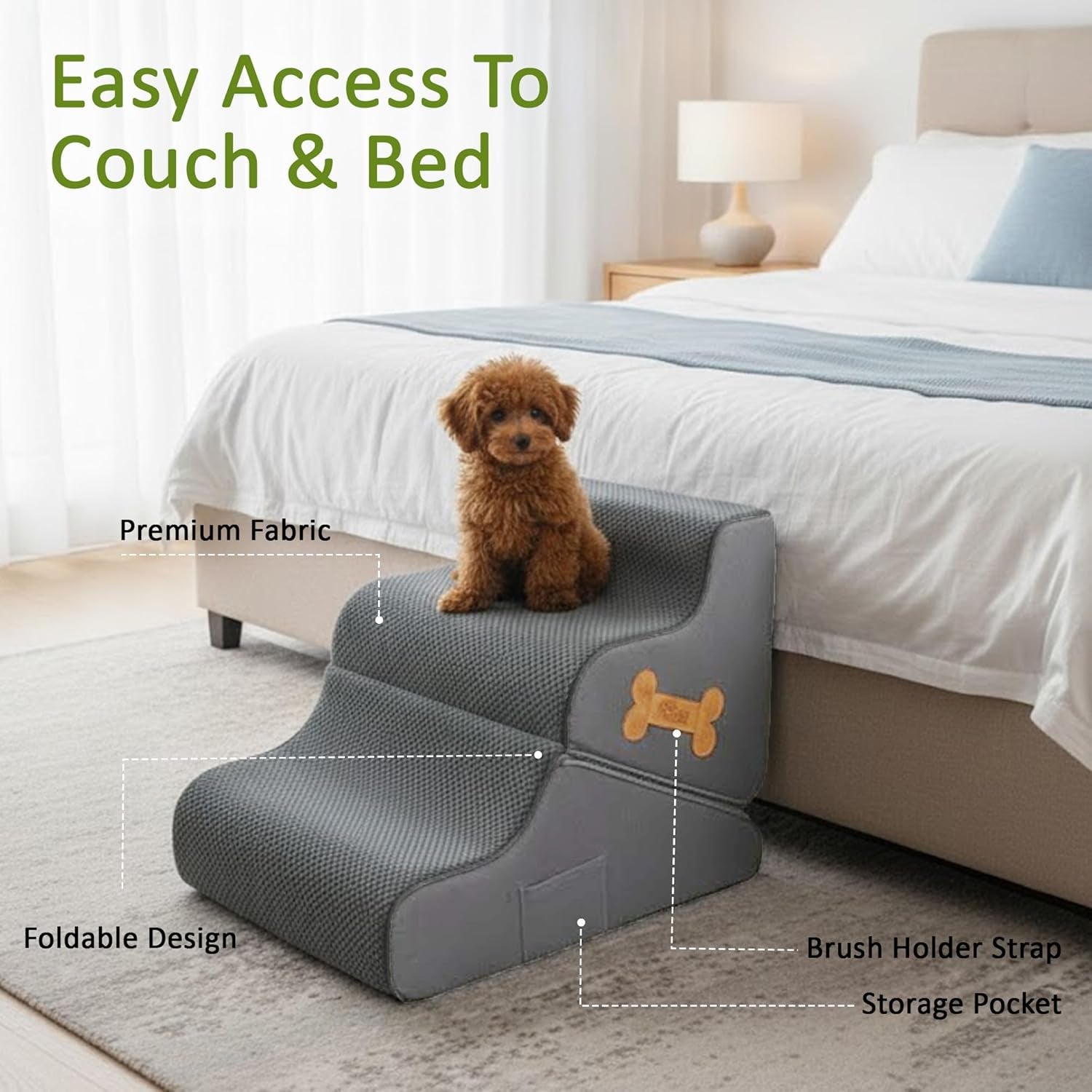 Foldable Dog Ramp for Bed