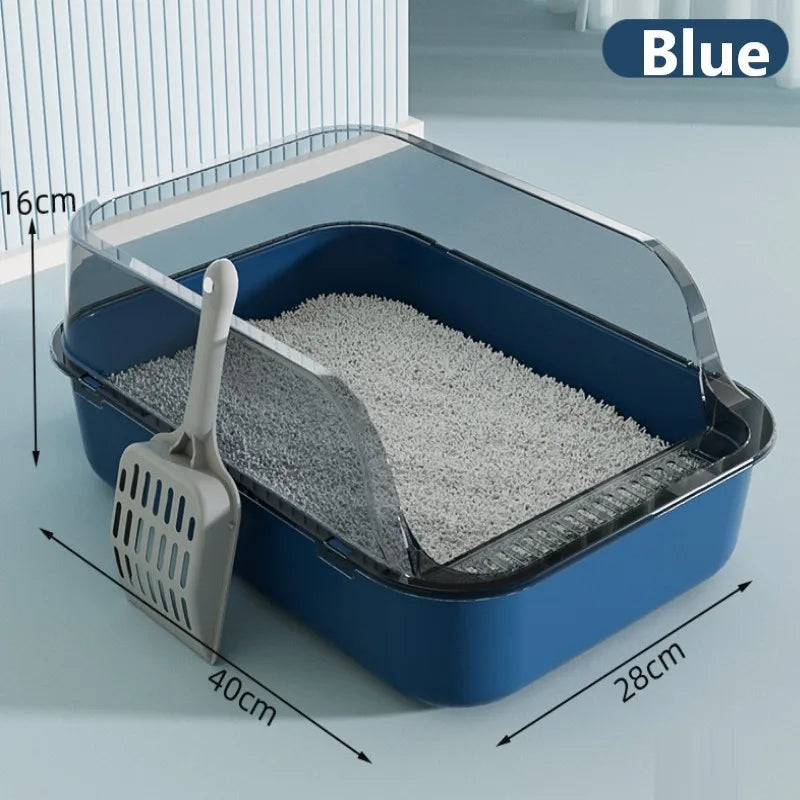 Kitty Sandbox Cat Litter Box Semi-enclosed Splashproof Cat Tray Cat Toilet Cleaning Basin Supplies Pet Toilet Kitten Tray Bedpan