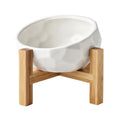 Oblique Mouth Wooden Stand Cat Bowl