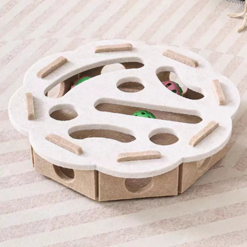 Pet Cat Puzzle Maze Holes Toys Felt Box With Bell Ball Kitten Playing Toys Interactive Funny  Cat Supplies