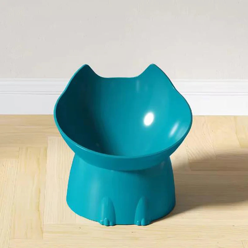 1pc WhiskerWare Elevated Cat Bowl, Anti-Tip Plastic Raised Pet Feeding Dish with Tilted Edge, Neck Protection Kitty Food