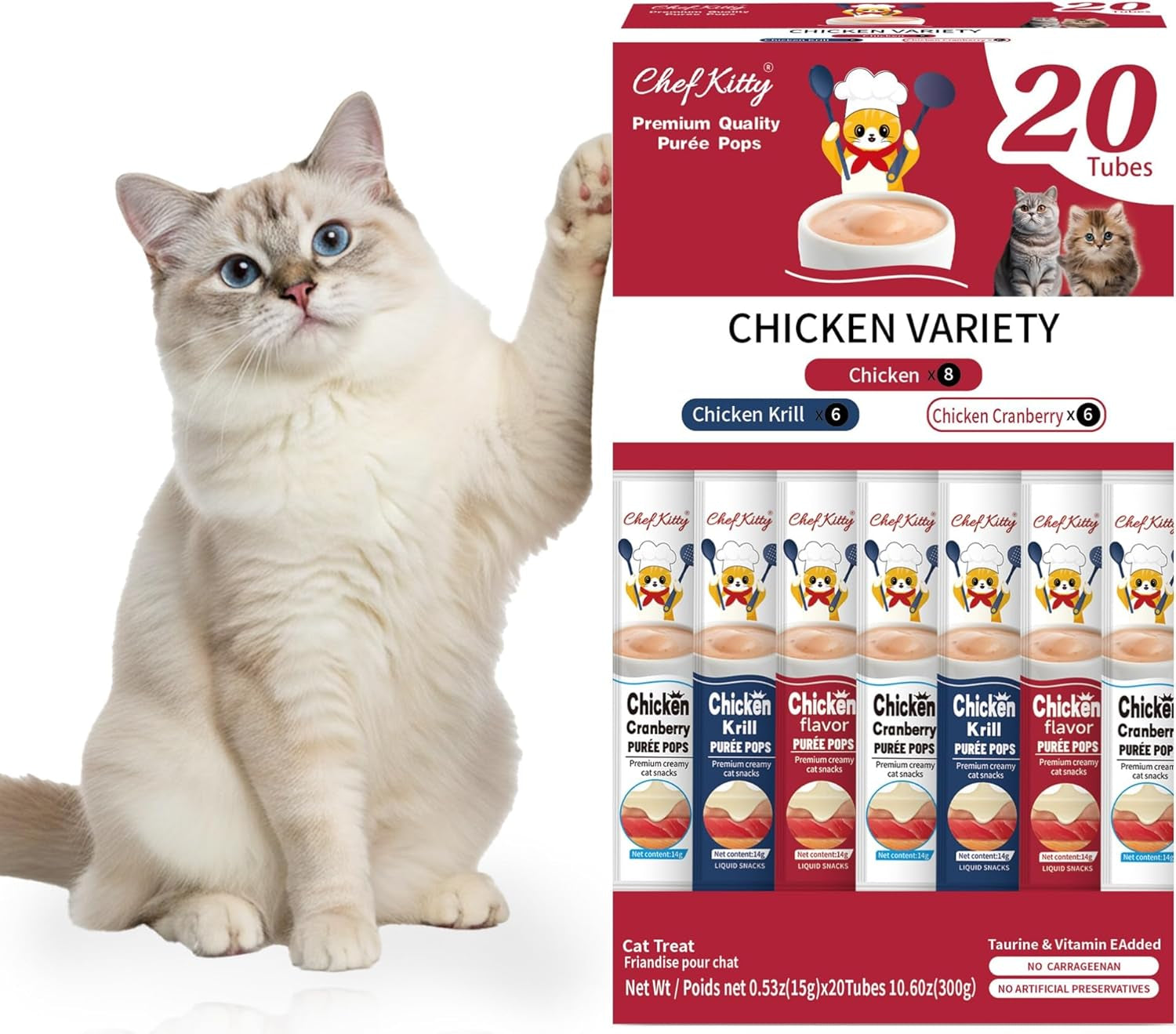 Grain Free Taurine High Protein Puree Toppers 20 Tubes