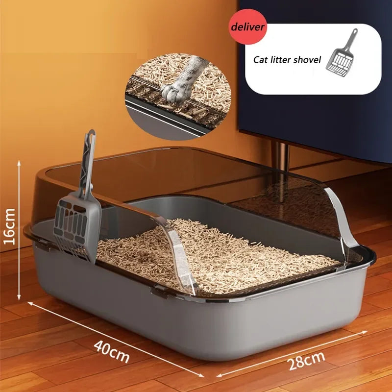 Kitty Sandbox Cat Litter Box Semi-enclosed Splashproof Cat Tray Cat Toilet Cleaning Basin Supplies Pet Toilet Kitten Tray Bedpan