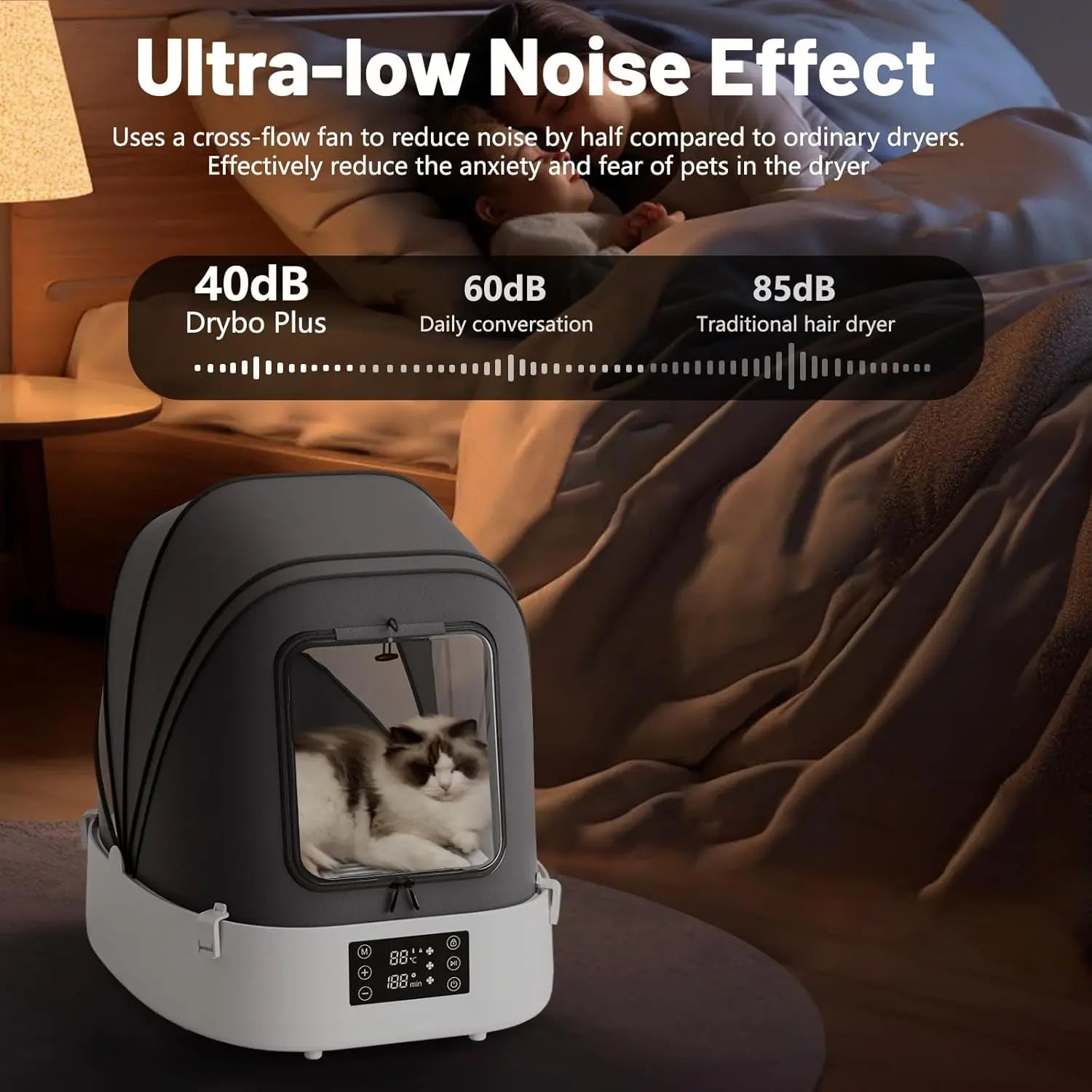 Automatic Foldable Pet Dryer Box 360° Airflow Grooming Blower for Dogs Cats