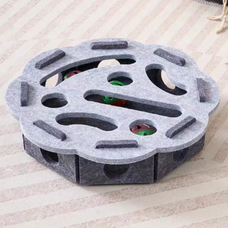 Pet Cat Puzzle Maze Holes Toys Felt Box With Bell Ball Kitten Playing Toys Interactive Funny  Cat Supplies