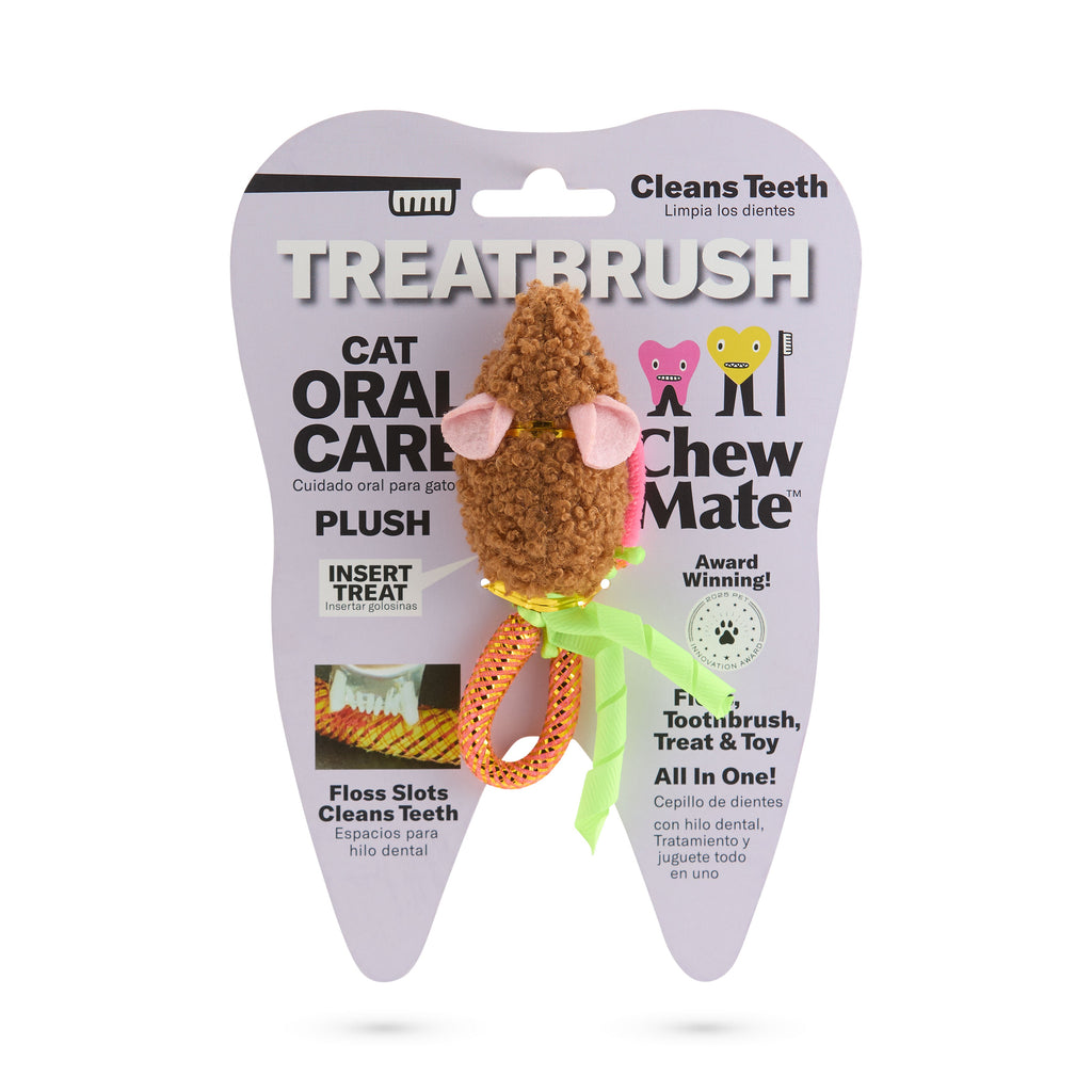 Plush Oral Care Floss & Treat Toothbrush Toy for Cats