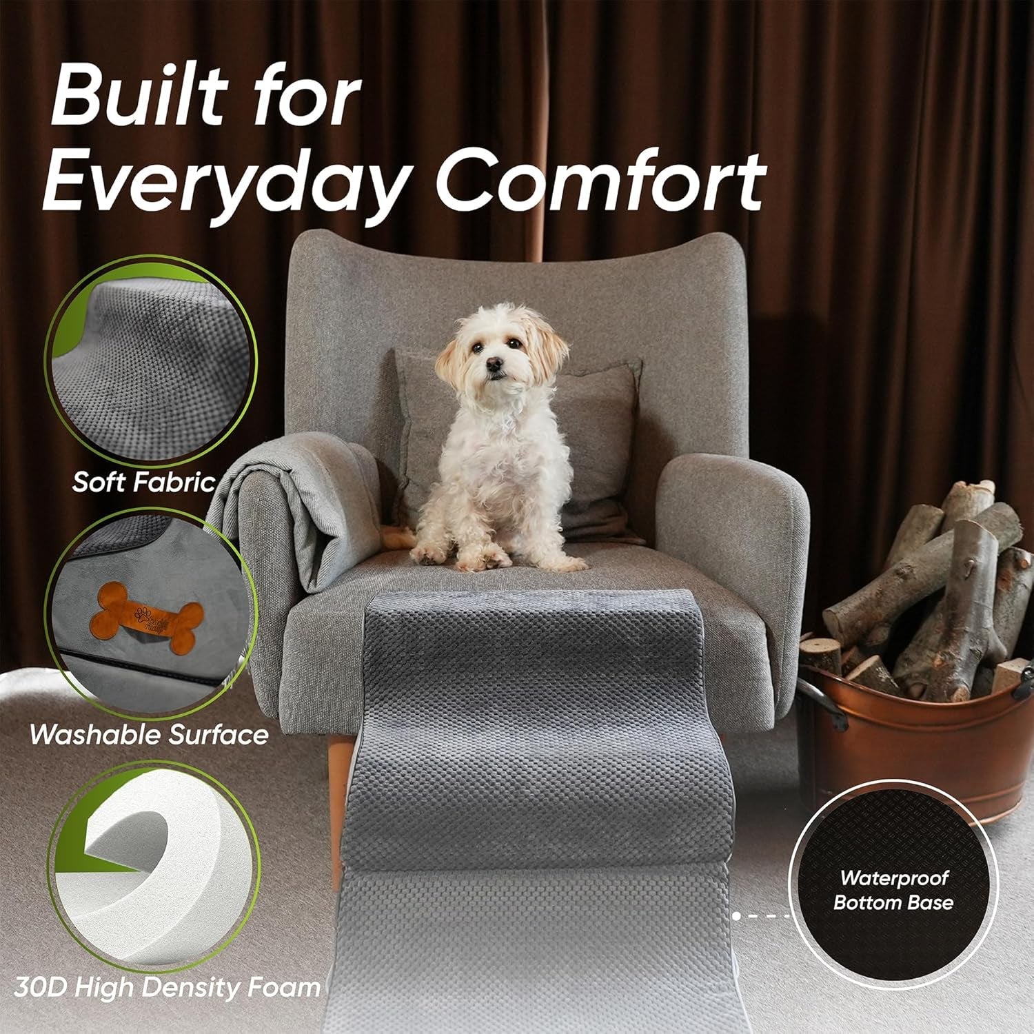 Foldable Dog Ramp for Bed