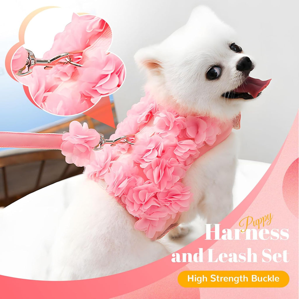 Luxury Floral Dog Harness and Leash Set