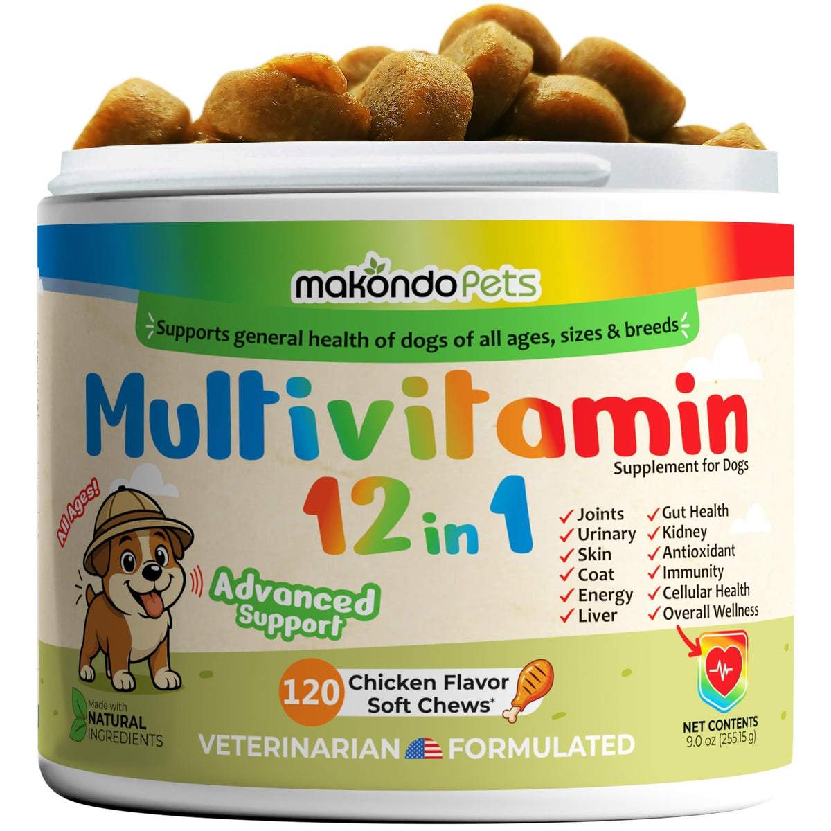 Dog Multivitamin 12-in-1 Glucosamine Probiotics & Cranberry