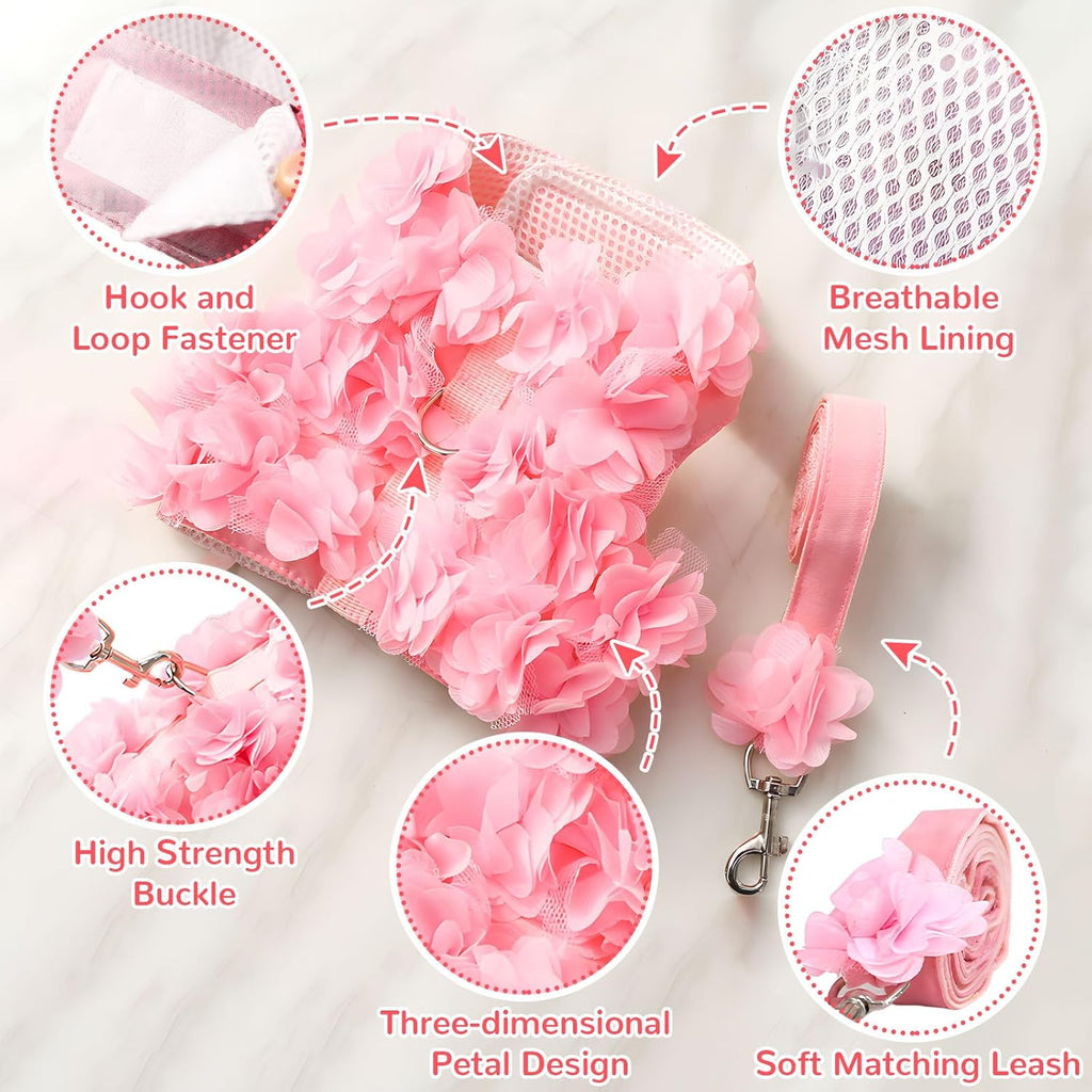 Luxury Floral Dog Harness and Leash Set