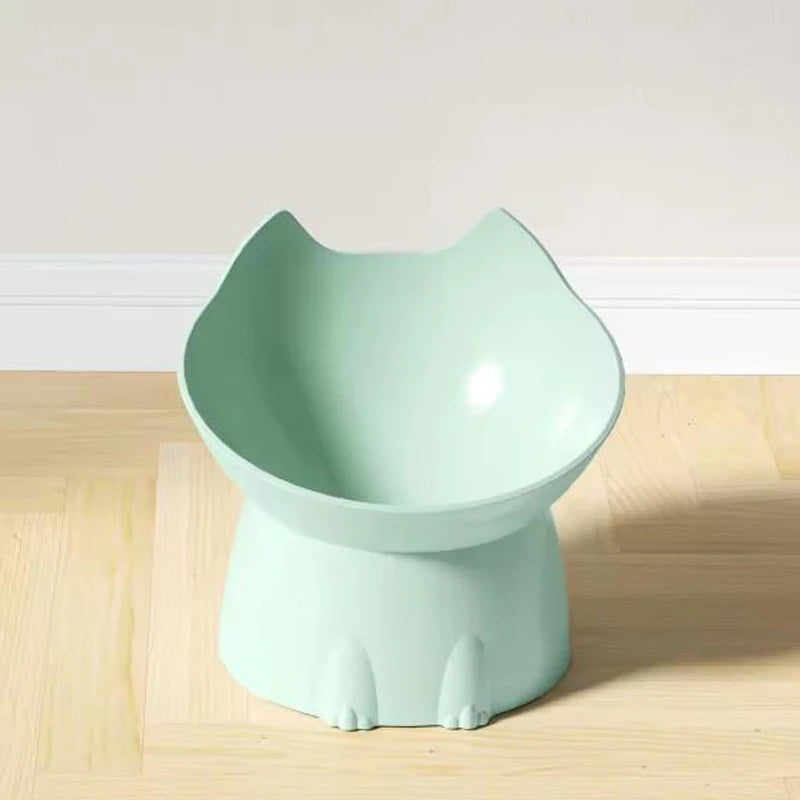 1pc WhiskerWare Elevated Cat Bowl, Anti-Tip Plastic Raised Pet Feeding Dish with Tilted Edge, Neck Protection Kitty Food