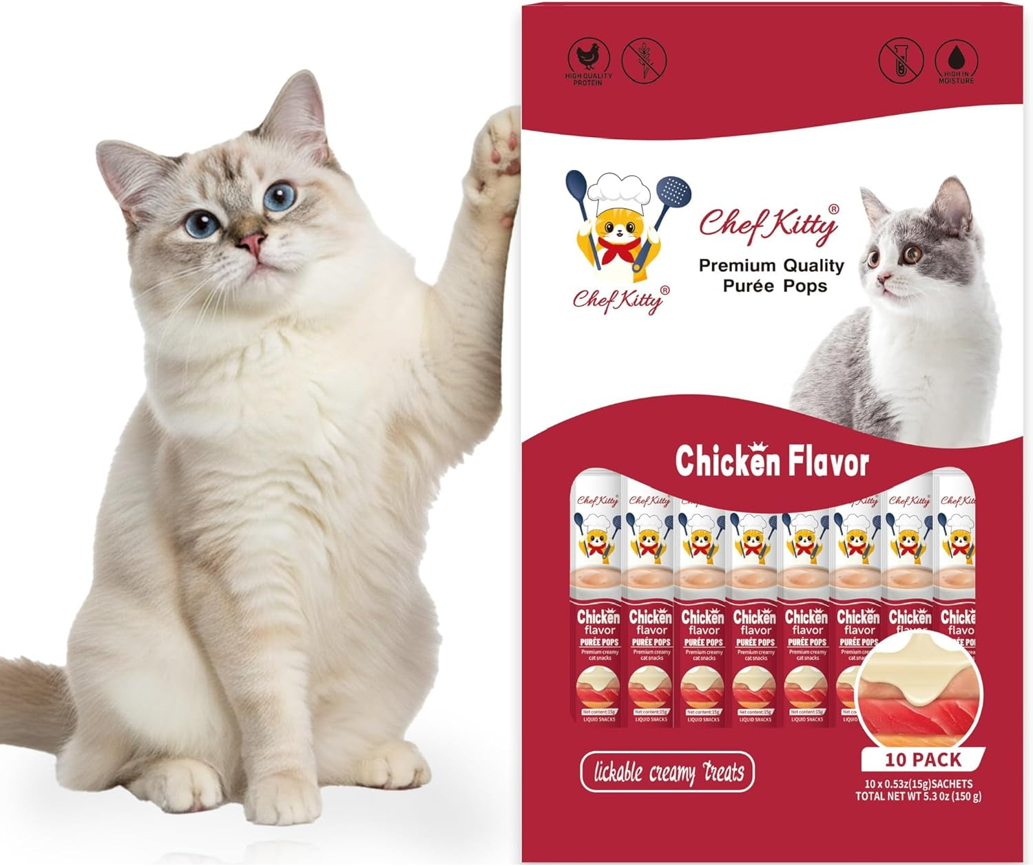 Grain Free Taurine High Protein Puree Toppers 20 Tubes