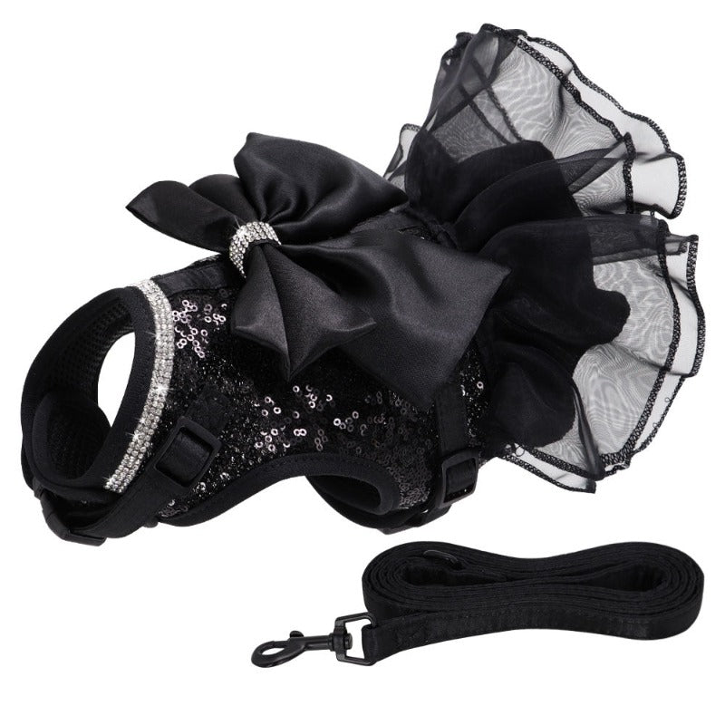 Bling Dog Harness Dress & Leash Set