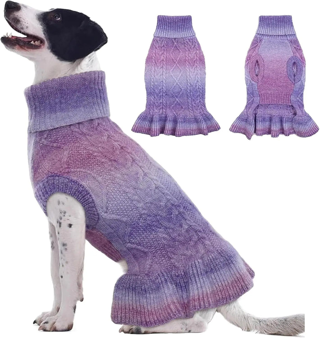 Cable Knit Dog Sweater Dress