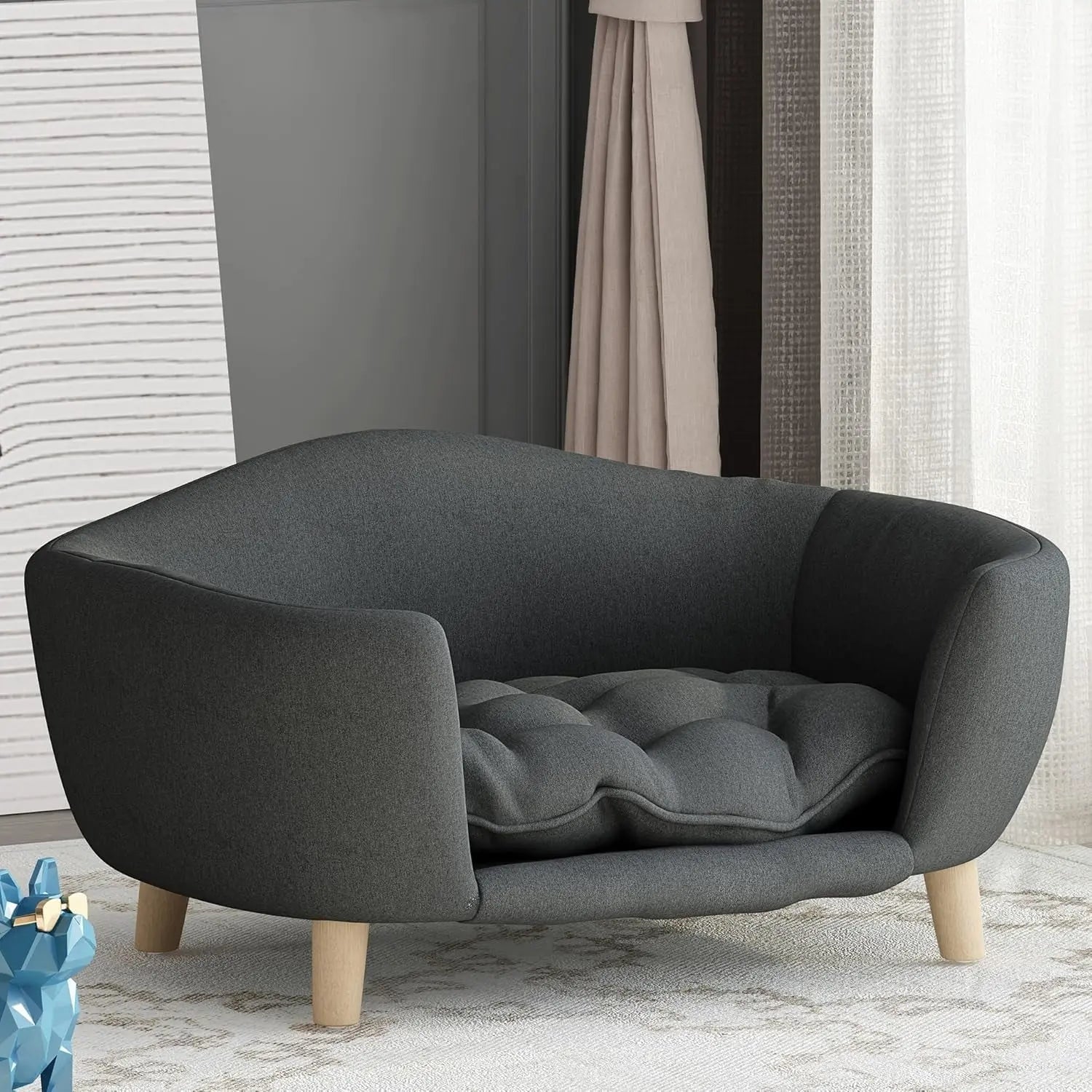 Modern Dog Sofa Bed with Wood Legs