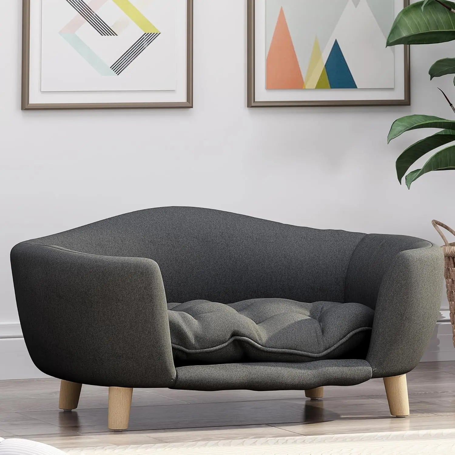 Modern Dog Sofa Bed with Wood Legs