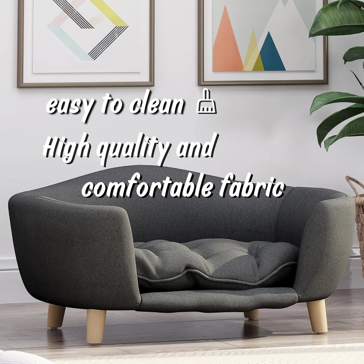 Modern Dog Sofa Bed with Wood Legs