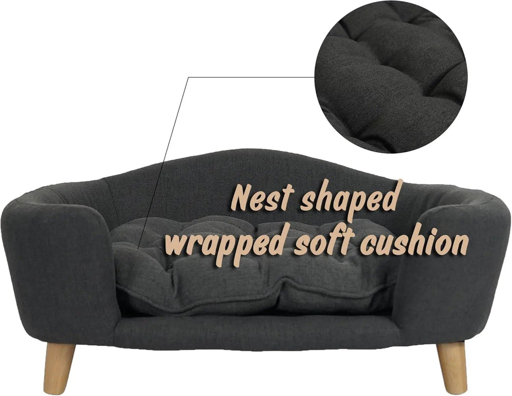 Modern Dog Sofa Bed with Wood Legs