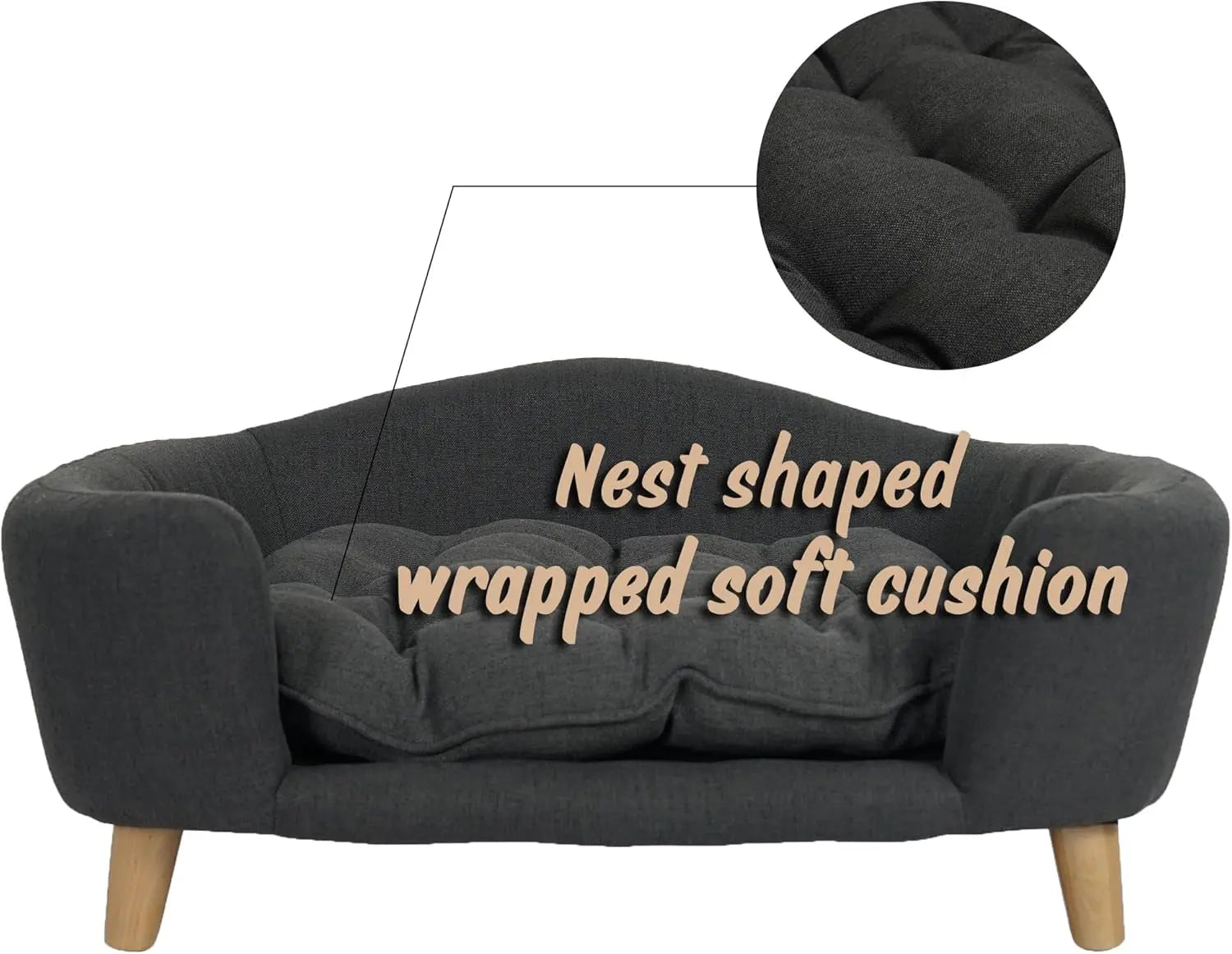Modern Dog Sofa Bed with Wood Legs