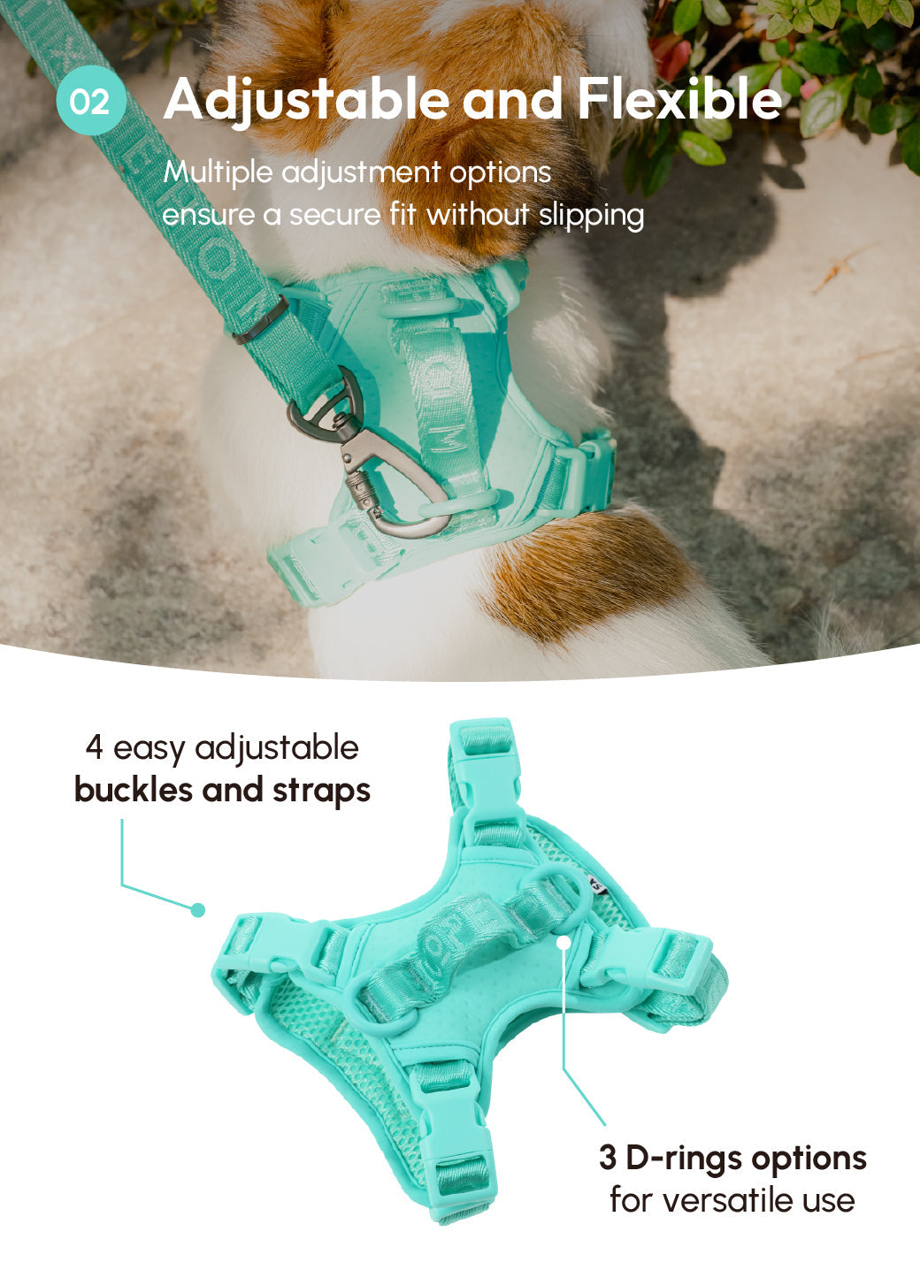 No Pull Harness Mint Green
