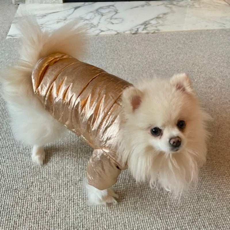 Metallic Faux Fur Hooded Coat
