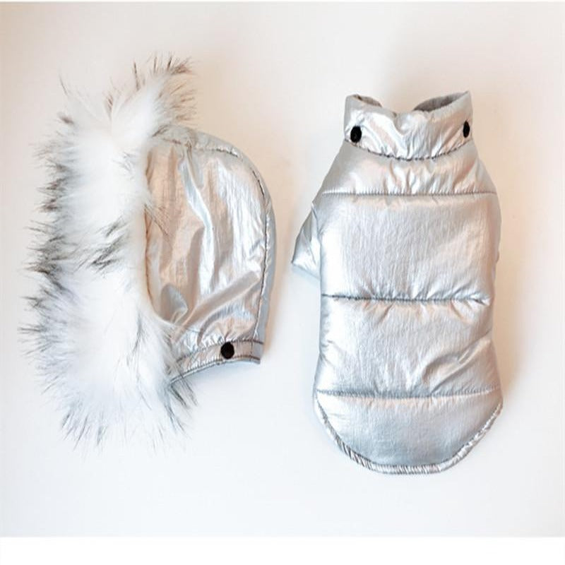Metallic Faux Fur Hooded Coat