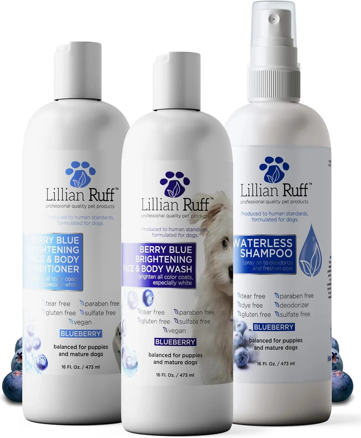 Lillian Ruff Berry Blue Brightening Dog Shampoo & Conditioner Set