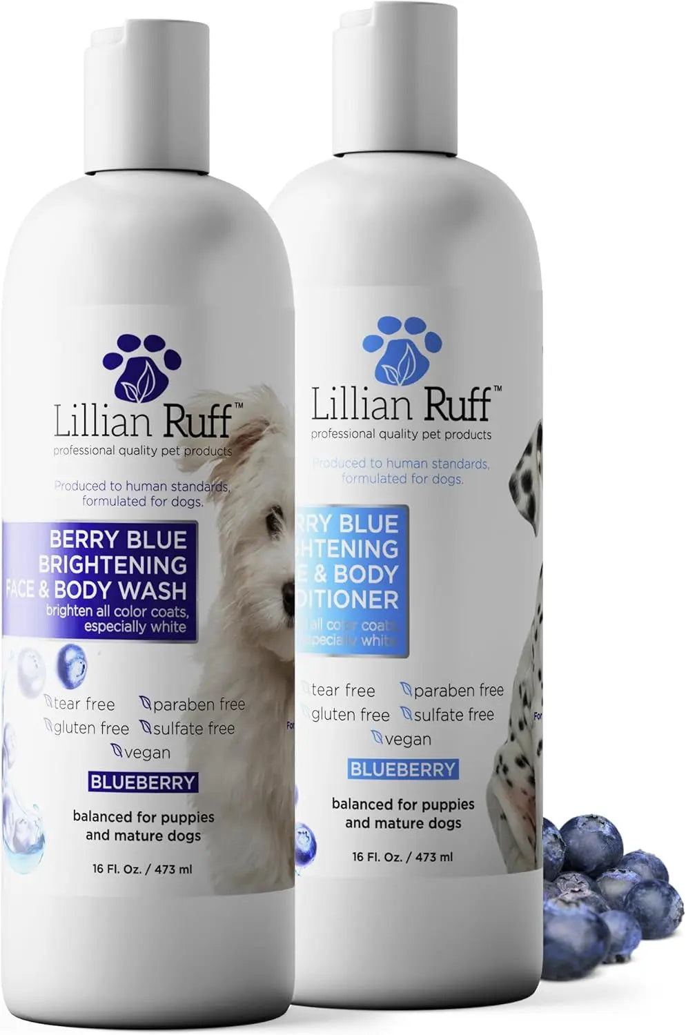 Lillian Ruff Berry Blue Brightening Dog Shampoo & Conditioner Set