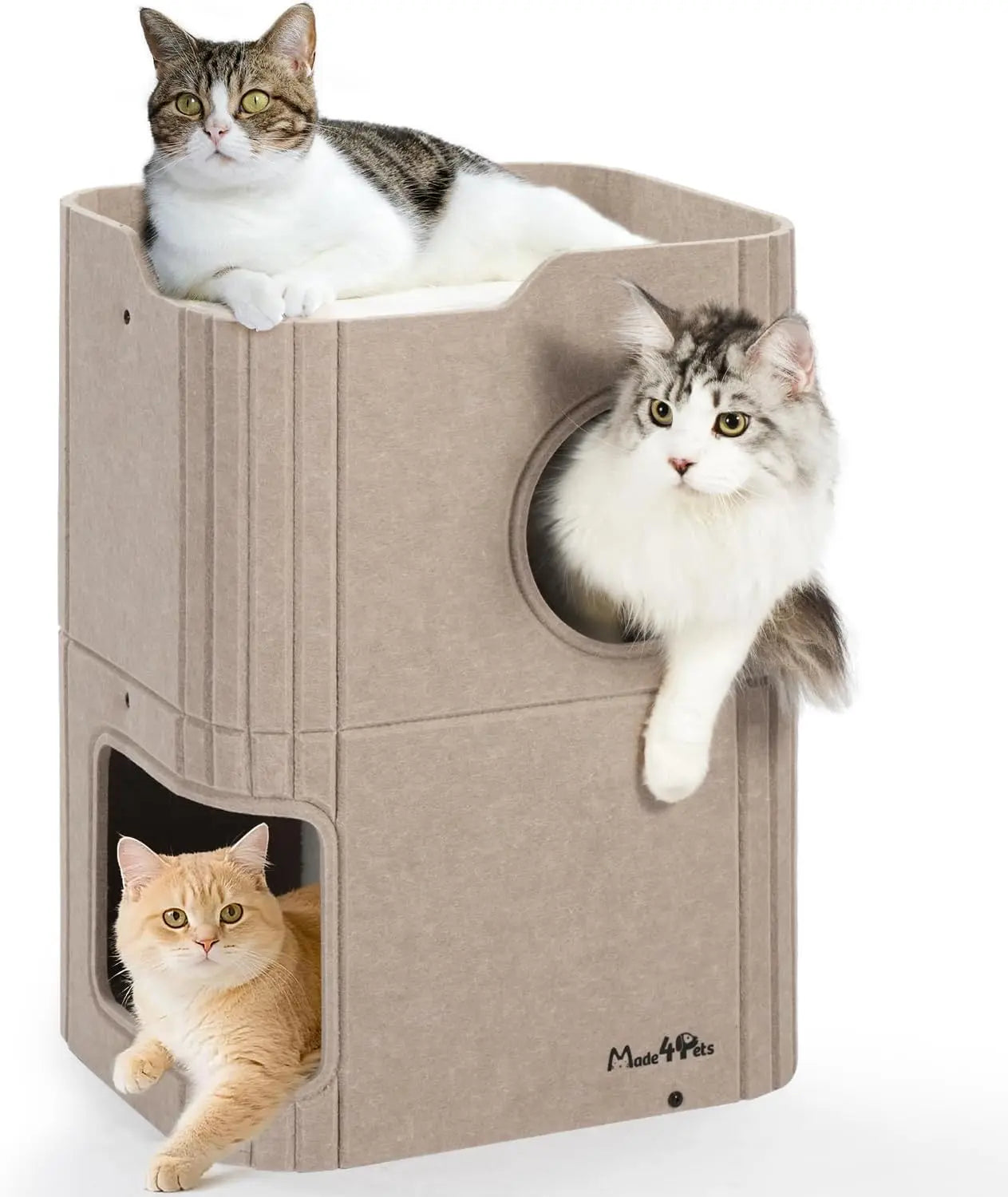 Made4Pets 2-Story Indoor Cat House Cube Bed Tunnel Condo