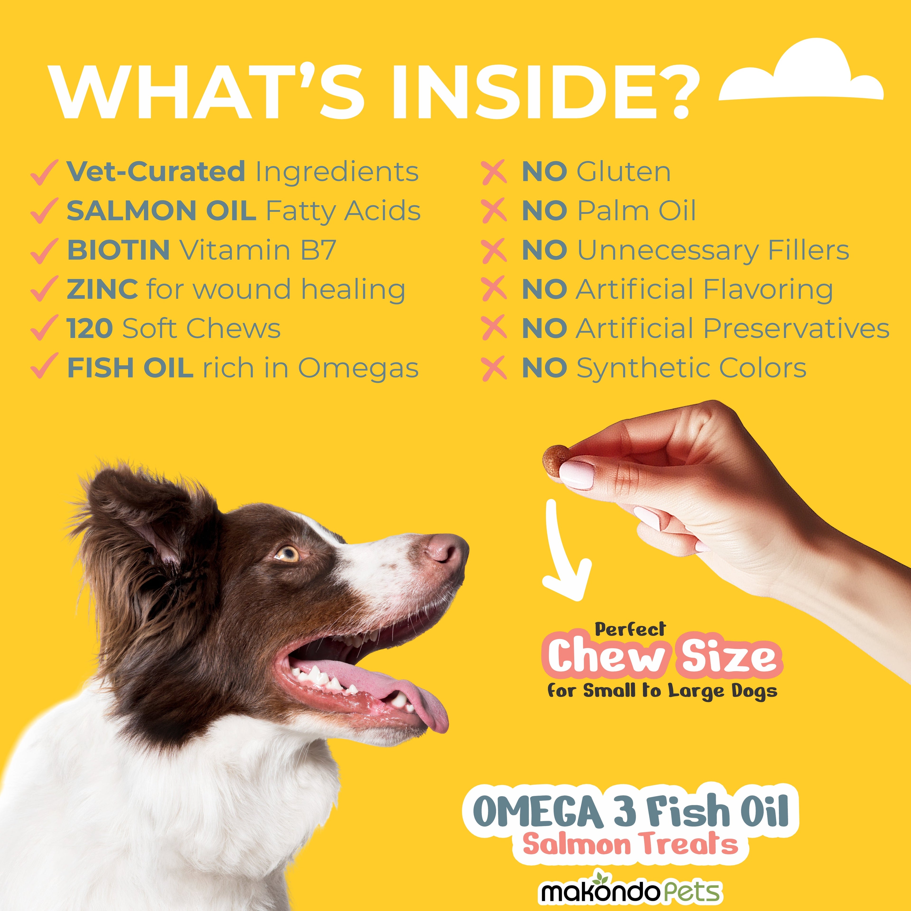 Omega 3 for Dogs - Salmon Oil - 120 Soft Chews