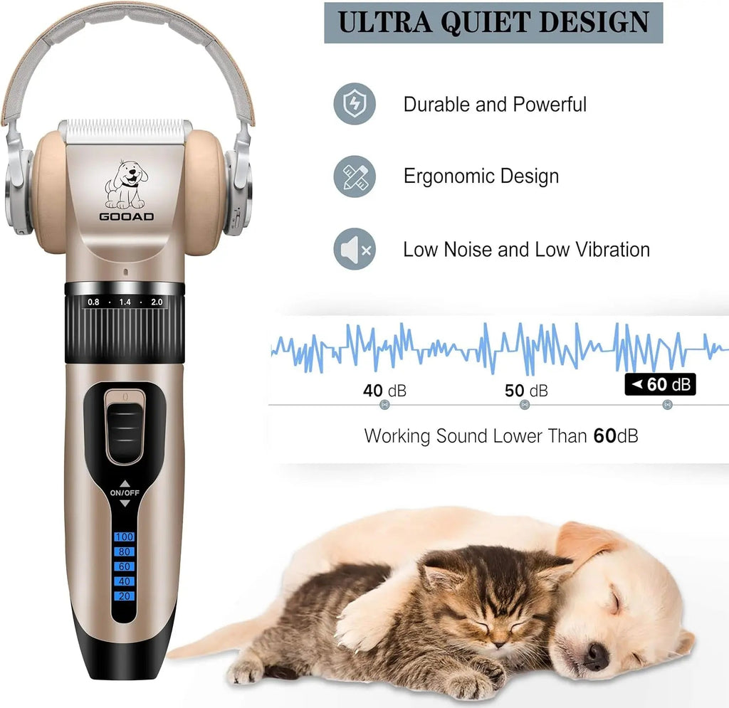 Quiet Cordless Rechargeable Trimmer & Paw Shaver for Dogs & Cats