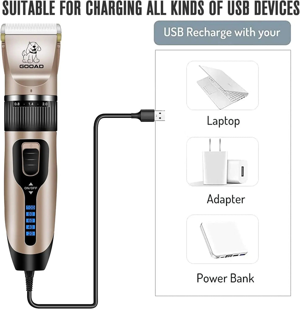 Quiet Cordless Rechargeable Trimmer & Paw Shaver for Dogs & Cats