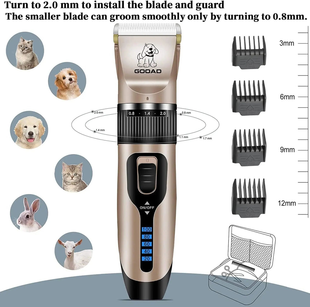 Quiet Cordless Rechargeable Trimmer & Paw Shaver for Dogs & Cats