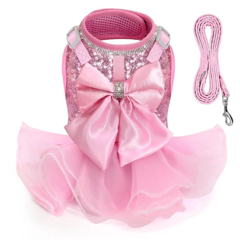 Bling Dog Harness Dress & Leash Set