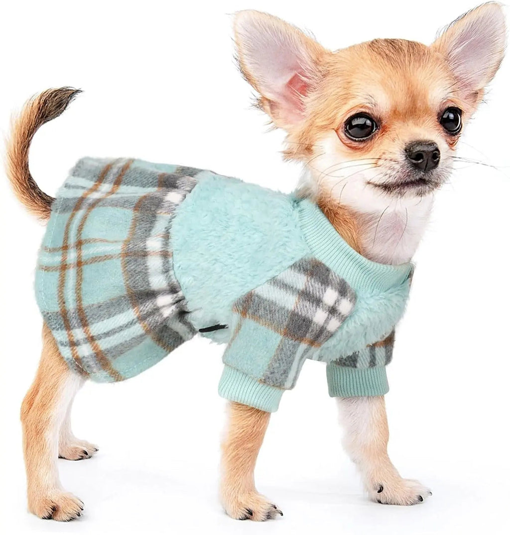 Plaid Dog Sweater Dress for Small Dogs