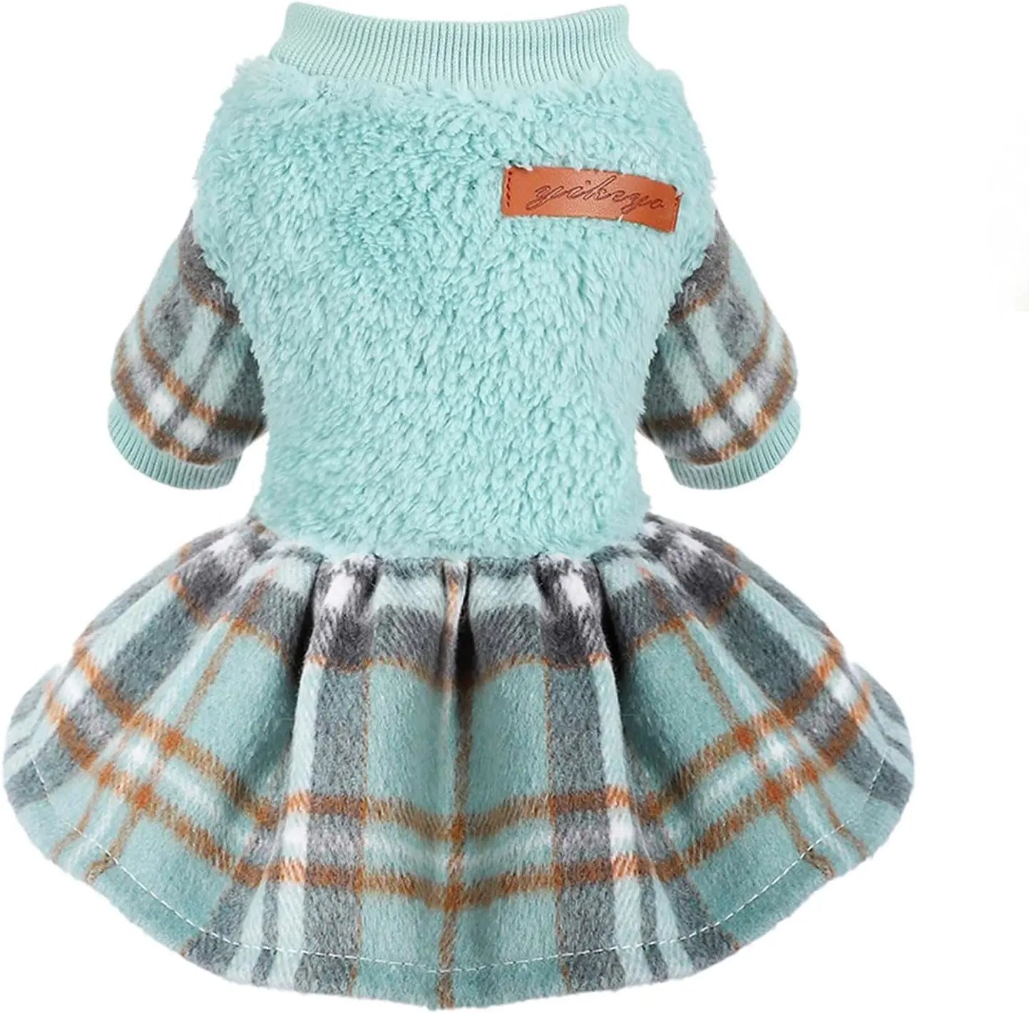 Plaid Dog Sweater Dress for Small Dogs