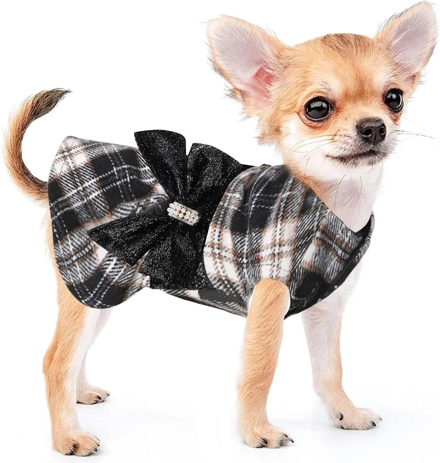 Plaid Dog Sweater Dress for Small Dogs