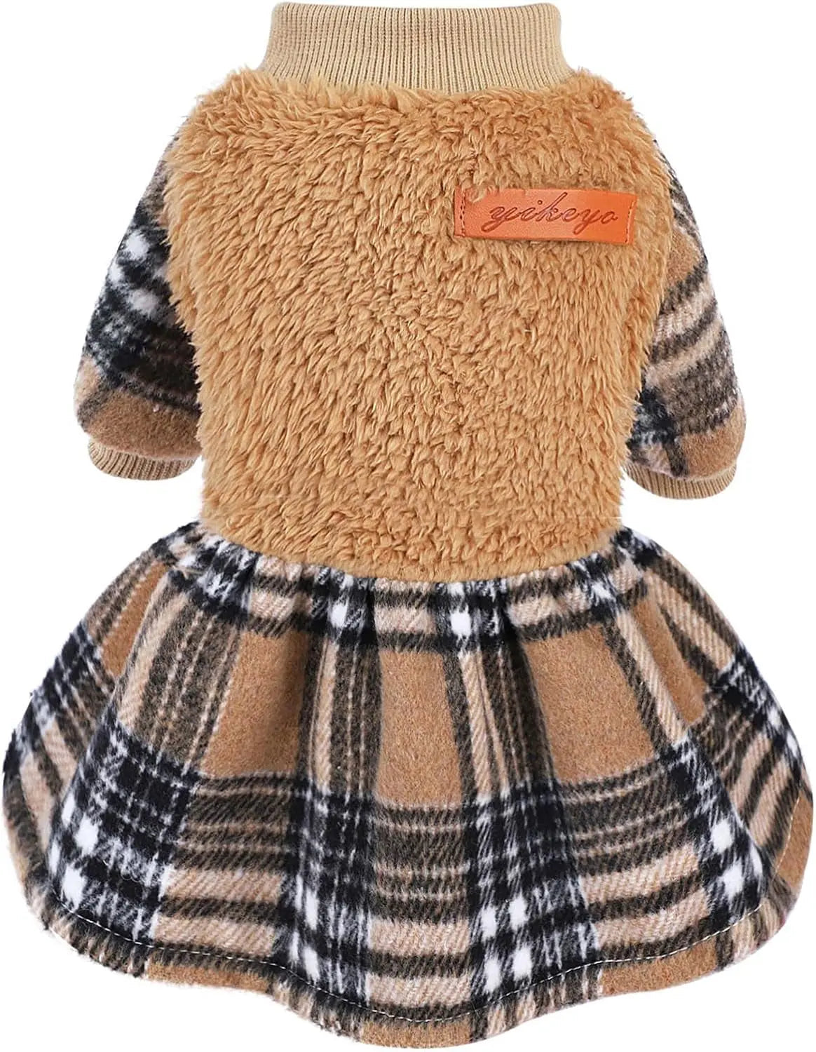 Plaid Dog Sweater Dress for Small Dogs