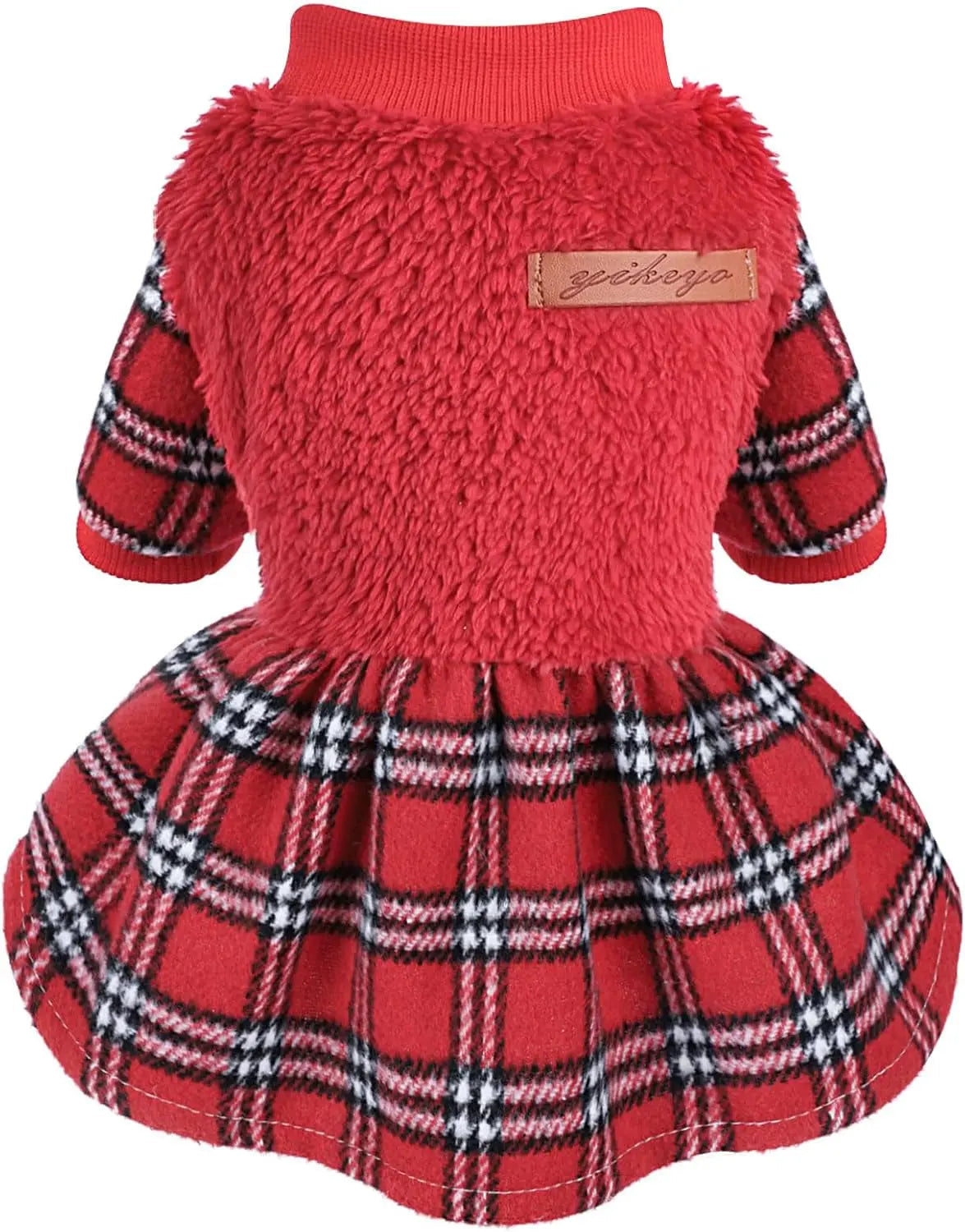 Plaid Dog Sweater Dress for Small Dogs
