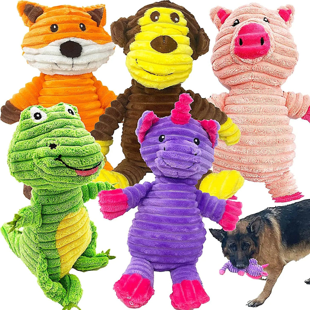 Plush Squeaky Dog 5-Pack Toy